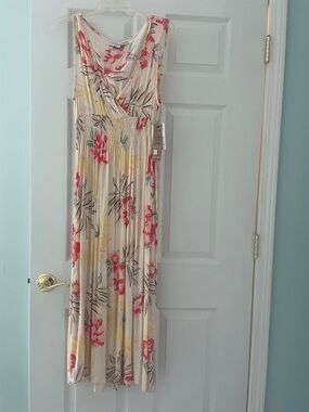 NWT Raya Sun Cream Maxi Dress with Pink & Yellow Floral Print